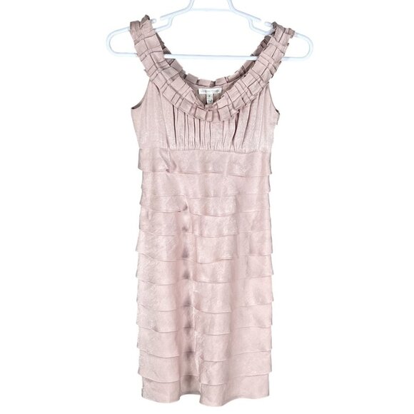 Ruffle Tiered Sleeveless Blush Pink Womens 4 Easter Spring Dress By London Times - Picture 8 of 15